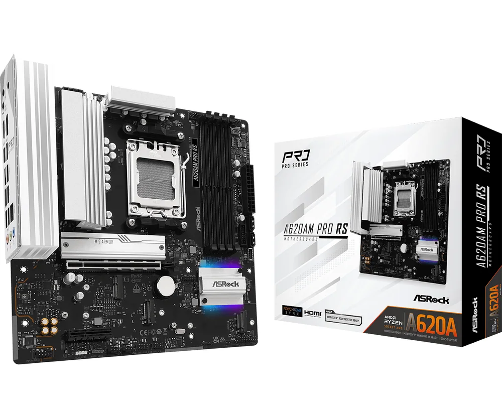 Материнская плата ASRock A620AM PRO RS AM5 4xDDR5 2xSATA3 RAID 3xM.2 Type-C HDMI DP mATX