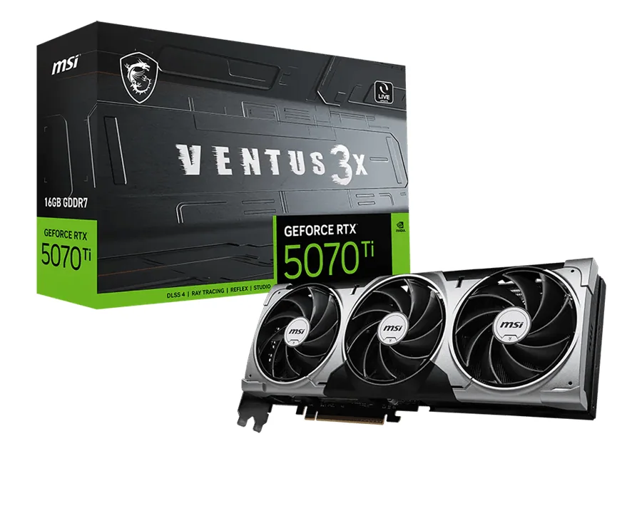 Видеокарта MSI GeForce RTX 5070 Ti 16G VENTUS 3X, 16Gb GDDR7 256-bit 1xHDMI 3xDP G507T-16V3