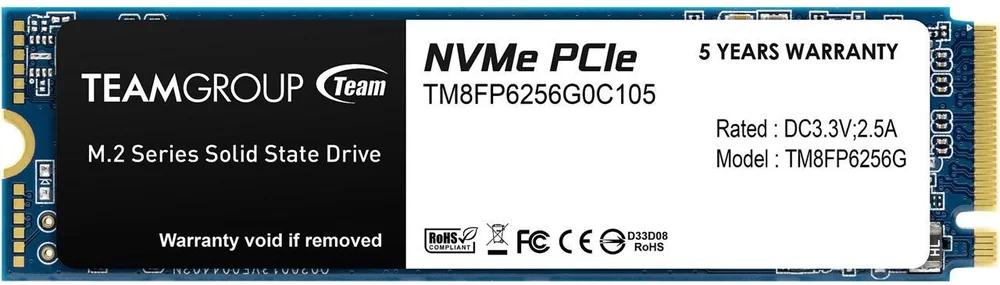 Твердотельный накопитель 256GB SSD TeamGroup MP33 M.2 NVMe R1600Mb/s W1300MB/s TM8FP6256G0C101