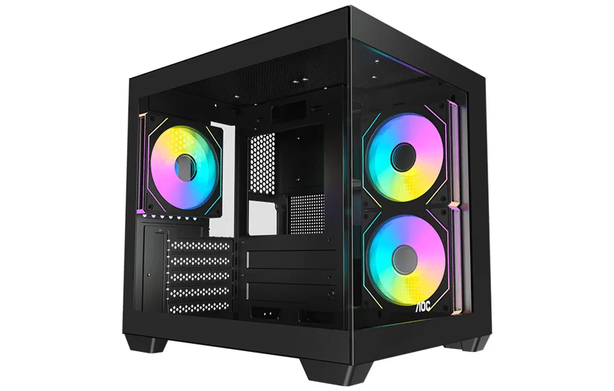 Корпус AOC CG381B 3F M-ATX/ITX 1xUSB2.0 1xUSB3.0 1xType-C 1xAudio/Mic Черный AOC-CG381-BF3V1R0T2-G