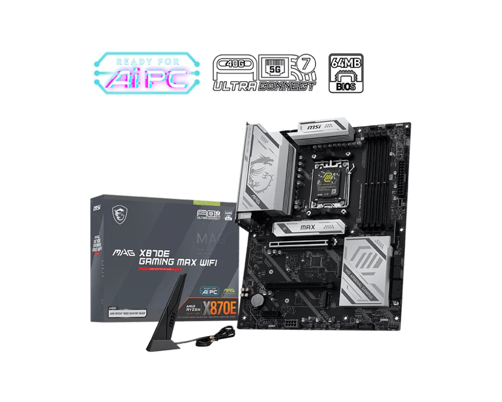 Материнская плата MSI MAG X870E GAMING MAX WIFI AM5 4xDDR5 4xSATA3 RAID 3xM.2 HDMI 2xType-C ATX