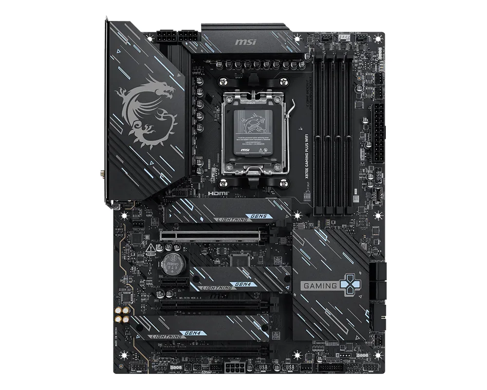 Материнская плата MSI X870E GAMING PLUS WIFI AM5 4xDDR5 4xSATA3 RAID 3xM.2 HDMI 2xType-C(DP) ATX