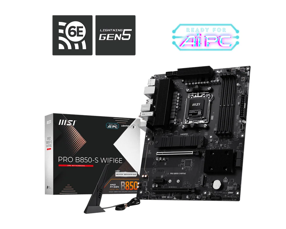 Материнская плата MSI PRO B850-S WIFI6E AM5 4xDDR5 4xSATA RAID 2xM.2 HDMI DP Type-C ATX