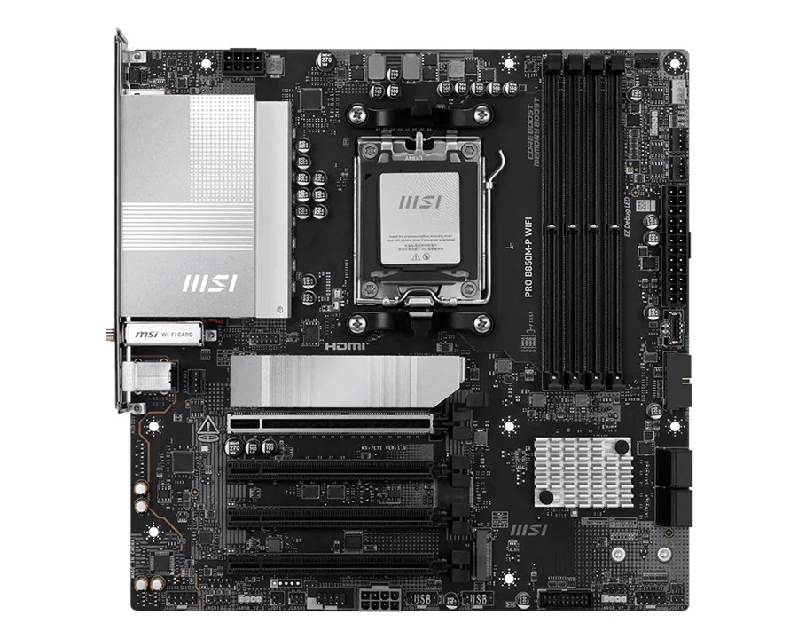 Материнская плата MSI PRO B850M-P WIFI AM5 4xDDR5 4xSATA3 RAID 3xM.2 HDMI DP Type-C mATX