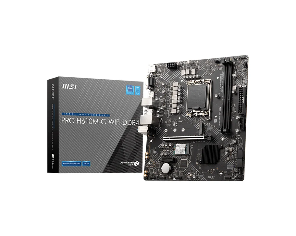 Материнская плата MSI PRO H610M-G WIFI DDR4 LGA1700 H610 2xDDR4 4xSATA3 M.2 VGA DP HDMI mATX