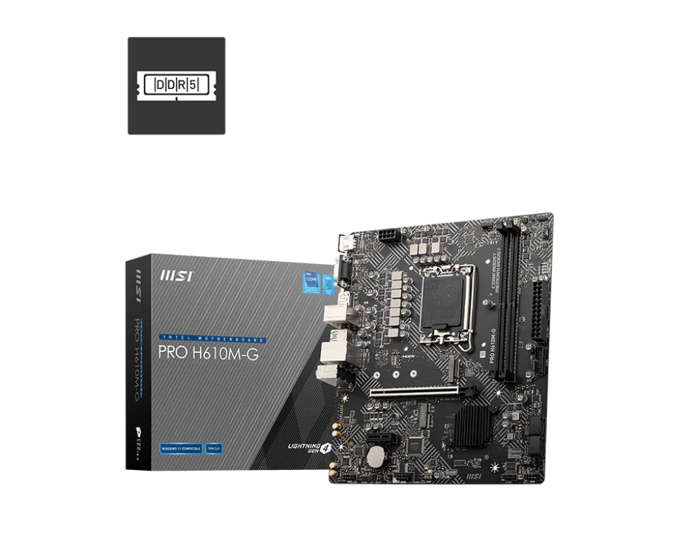Материнская плата MSI PRO H610M-G LGA1700 H610 2xDDR5 4xSATA3 M.2 VGA HDMI DP mATX