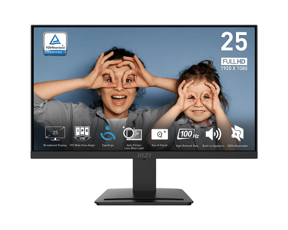Монитор 24,5" MSI PRO MP253 IPS 1920x1080 100Hz 1ms 300cd/m 1000:1 1xD-Sub 1xHDMI 1xDP 2x3W Черный