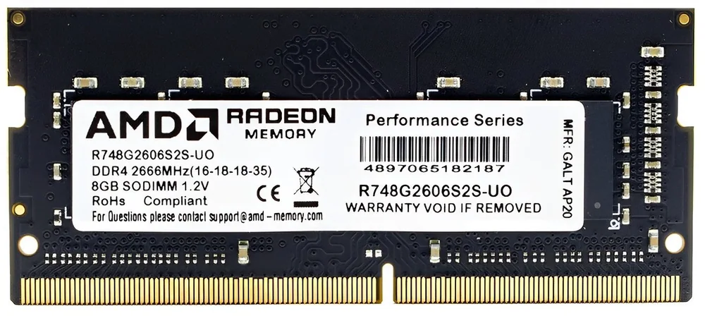 Оперативная память для ноутбука 4Gb DDR4 2400MHz AMD Radeon R7 Series SO-DIMM R744G2400S1S-U Retail