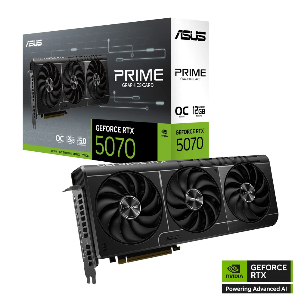 Видеокарта ASUS GeForce RTX 5070 12Gb PRIME OC Edition GDDR7 192-bit 1xHDMI 3xDP PRIME-RTX5070-O12G