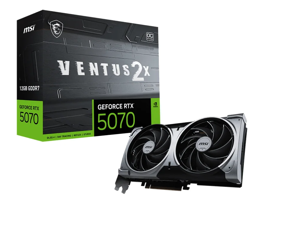 Видеокарта MSI GeForce RTX 5070 12G VENTUS 2X OC, 12Gb GDDR7 192-bit 1xHDMI 3xDP G5070-12V2C