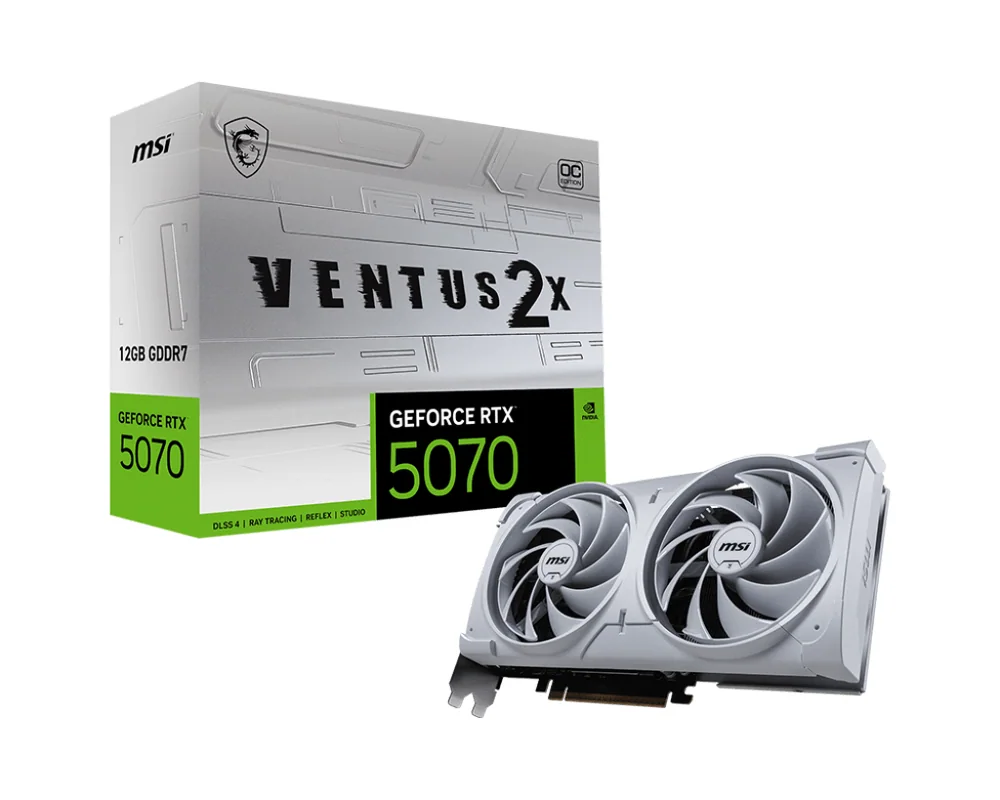 Видеокарта MSI GeForce RTX 5070 12G VENTUS 2X OC WHITE, 12Gb GDDR7 192-bit 1xHDMI 3xDP G5070-12V2CW