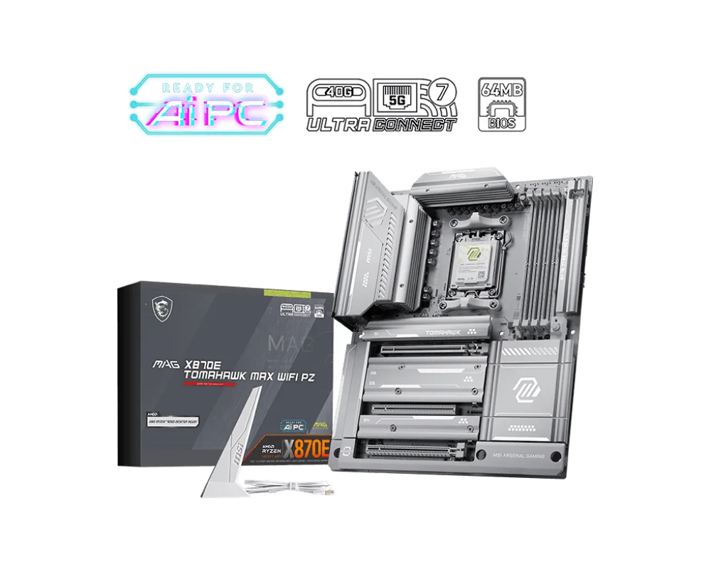 Материнская плата MSI MAG X870E TOMAHAWK MAX WIFI PZ AM5 4xDDR5 4xSATA3 RAID 4xM.2 HDMI 3xType-C ATX