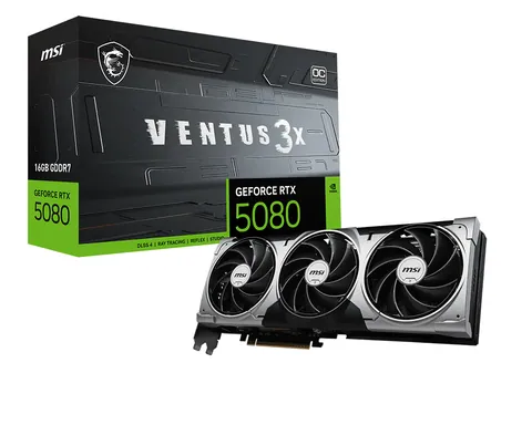 Видеокарта MSI GeForce RTX 5080 16G VENTUS 3X OC, 16G GDDR7, 256bit 1xHDMI 3xDP (G5080-16V3C)
