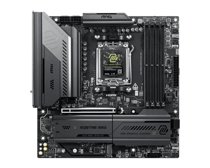Материнская плата MSI MAG B850M MORTAR MAX WIFI AM5 4xDDR5 2xSATA3 RAID 4xM.2 1xHDMI 3xType-C mATX