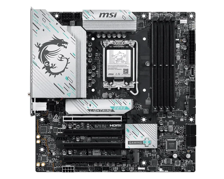Материнская плата MSI B860M GAMING PLUS WIFI6E LGA1851 4xDDR5 4xSATA3 RAID 3xM.2 1xHDMI 1xDP mATX