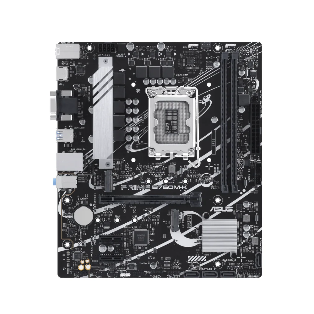 Материнская плата ASUS PRIME B760M-K, LGA1700 2xDDR5 4xSATA3 2xM.2 RAID VGA HDMI mATX