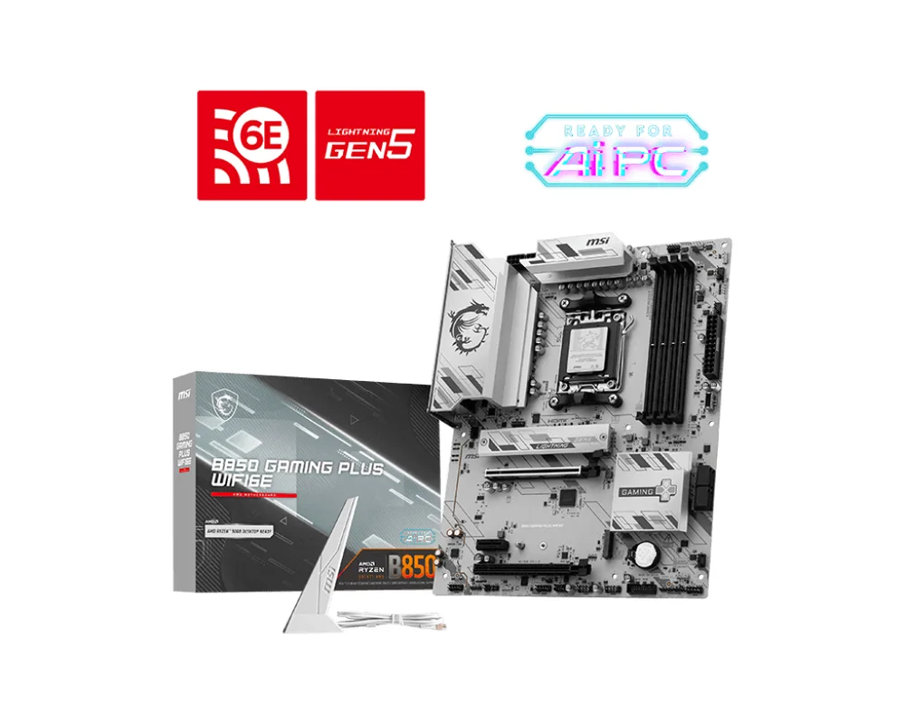 Материнская плата MSI B850 GAMING PLUS WIFI6E AM5 4xDDR5 4xSATA3 RAID 2xM.2 DP HDMI 2xType-C ATX